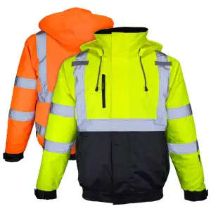DOME75 DJB3832 HiVis Class 3 Black Bottom Thermal Bomber Jacket