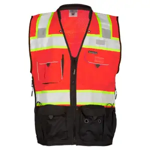 KISHIGO S5702 Black Series Class 2 Red Surveyors Safety Vest